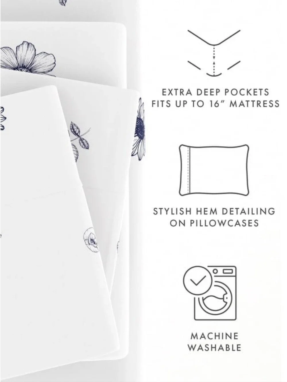 Home Collections Premium Ultra Soft Indigo Flowers Cal King  Sheet Set
